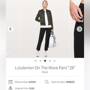 Lululemon On The Move Pant *28" W5BGZS Women’s Size 6 Stretch Comfort $128